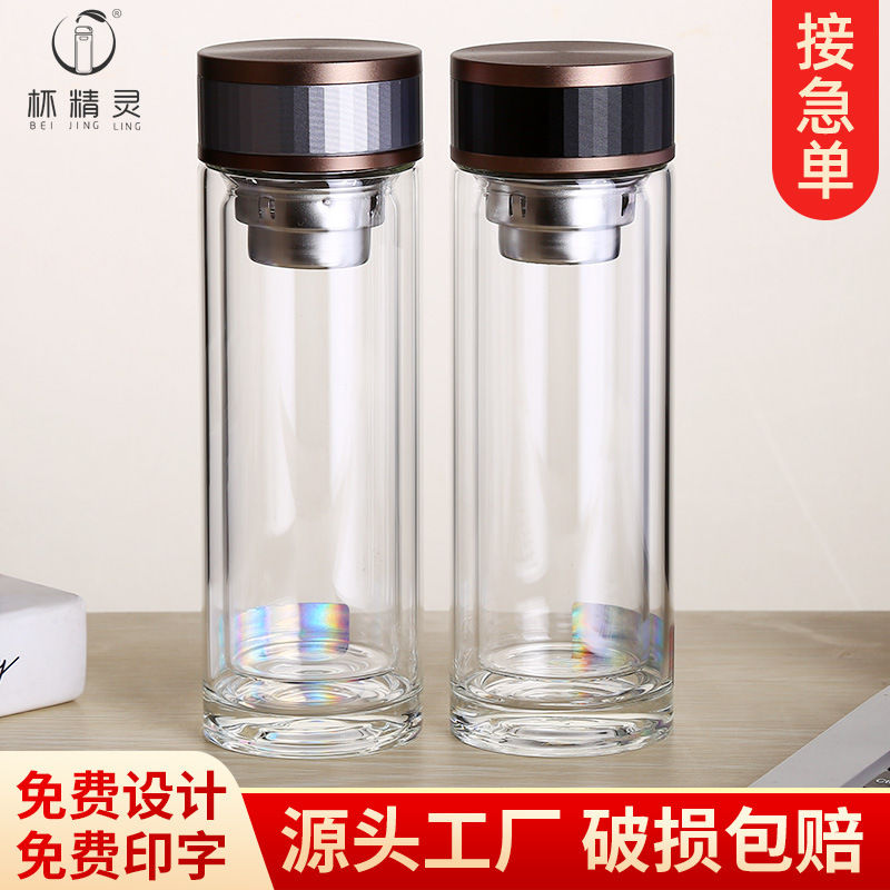 LA536可发样高端双层玻璃杯印刷logo公司商务活动送客户刻字水杯子礼品伴手礼