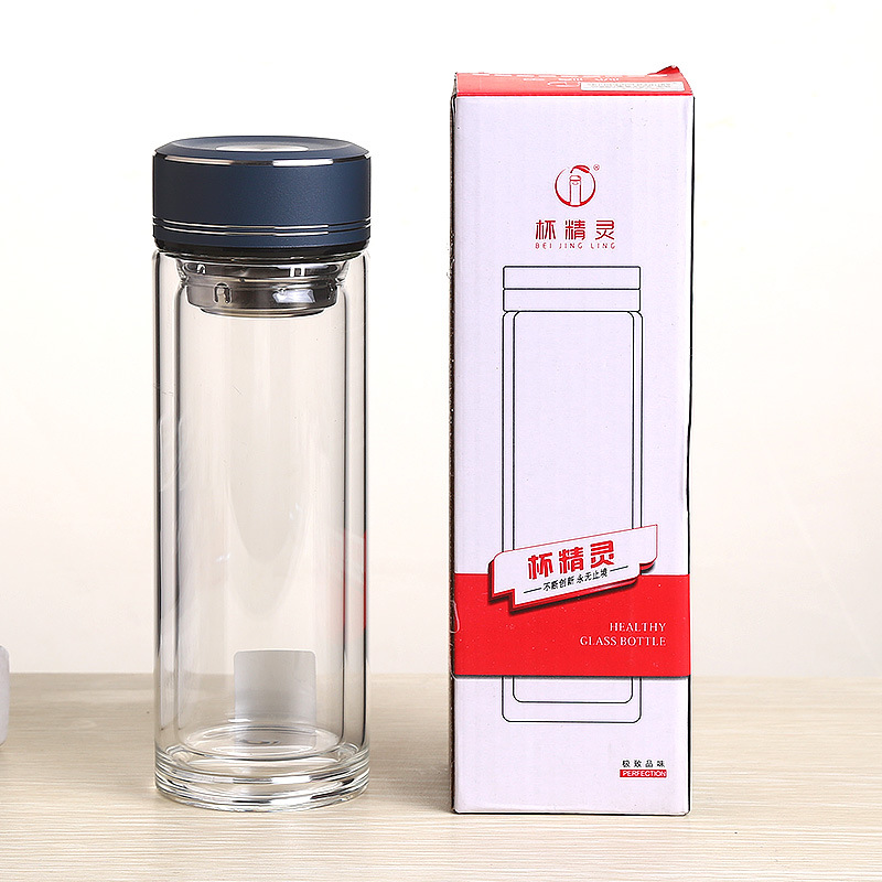 LA536可发样高硼硅玻璃杯印字logo活动礼品实用大气耐高温大容量双层玻璃水杯