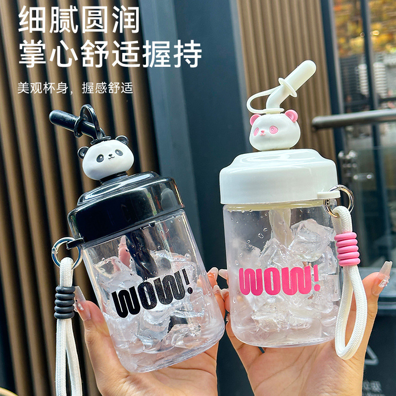 LA007网红爆款小熊卡通玻璃搅拌杯带吸管夏季便携随手杯ins新款礼品杯