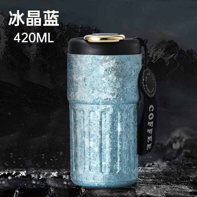 LA029可发样纯钛保温杯八角数显咖啡杯随行便携提绳钛杯高颜值车载高档礼品杯