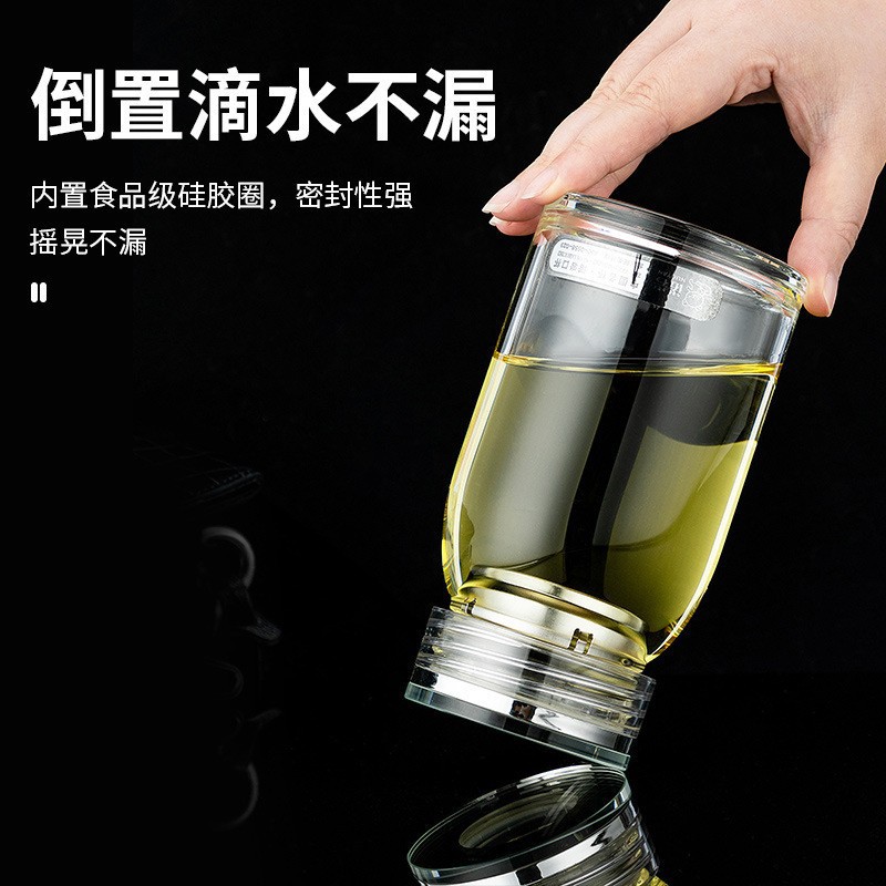 LA007批发定制玻璃杯水晶便携加厚透明单层大容量水杯高硼硅纯冰川纹