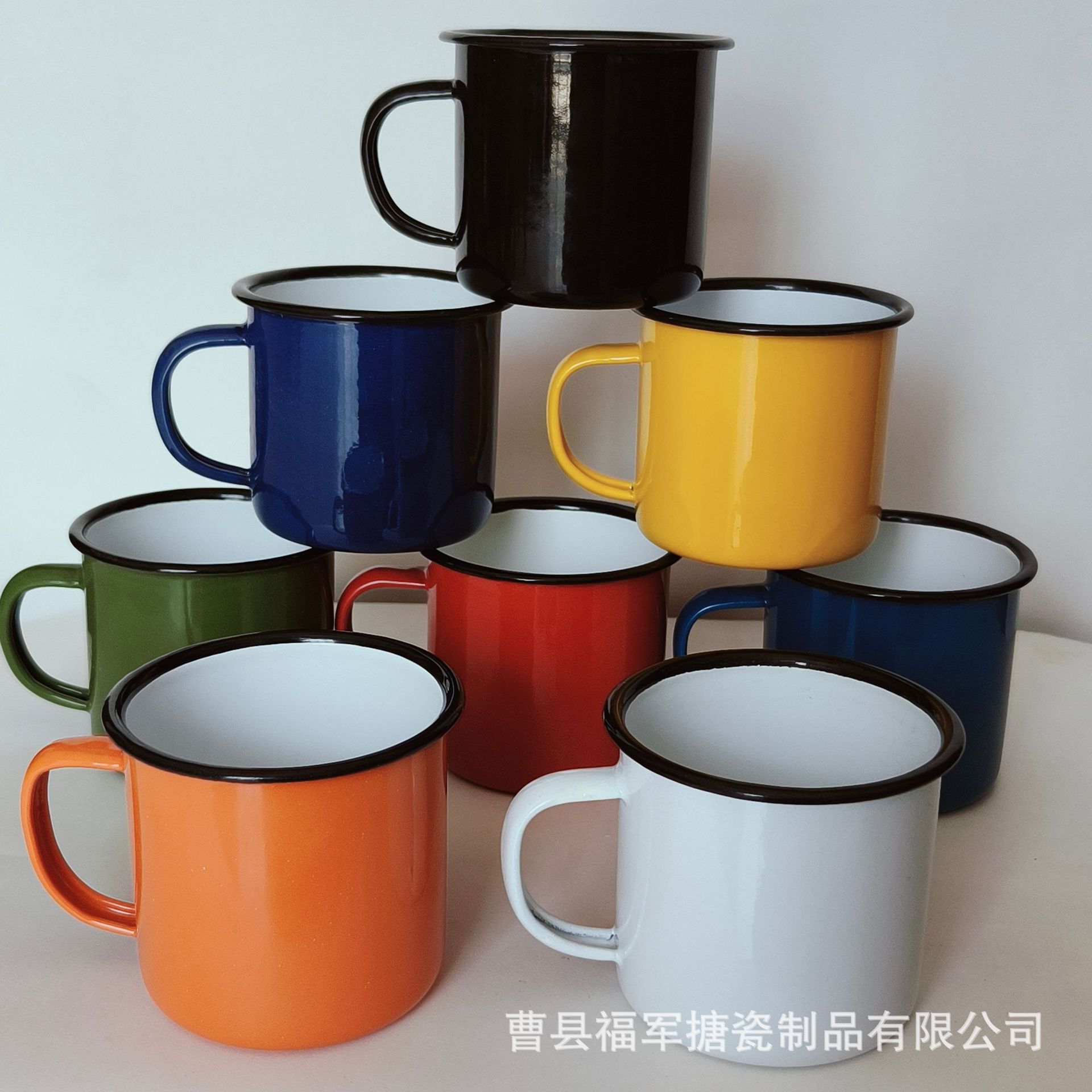 LA535可发样/360ML跨境搪瓷杯批发加厚搪瓷茶缸彩色马克杯金属户外露营随手杯