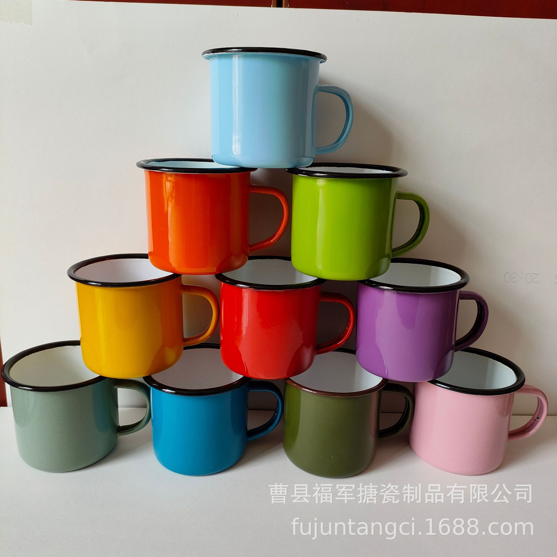 LA535可发样/彩色加厚怀旧搪瓷杯水杯 卷边搪瓷杯生产商喝啤酒瓷缸子 加印LOGO