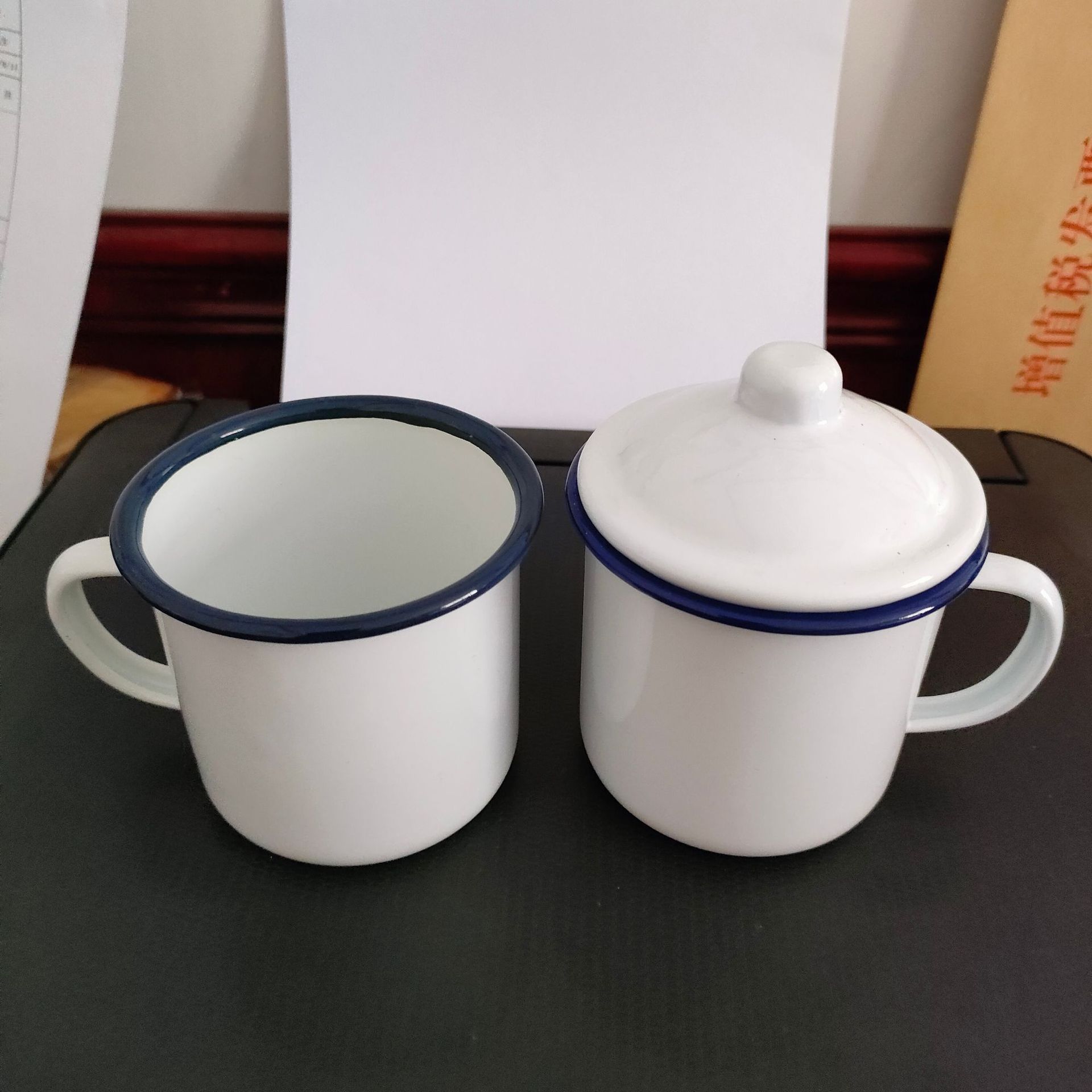 LA535可发样/0.5mm加厚搪瓷杯怀旧铁茶缸印LOGO 印字礼品广告水杯老式茶杯搪瓷