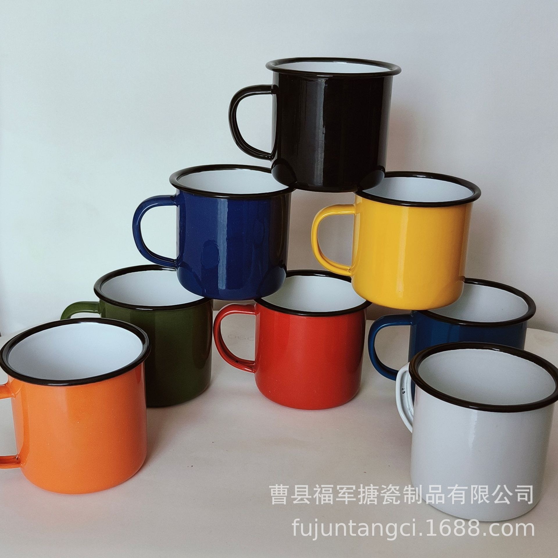 LA535可发样/360ML跨境搪瓷杯批发加厚搪瓷茶缸彩色马克杯 金属户外露营随手杯