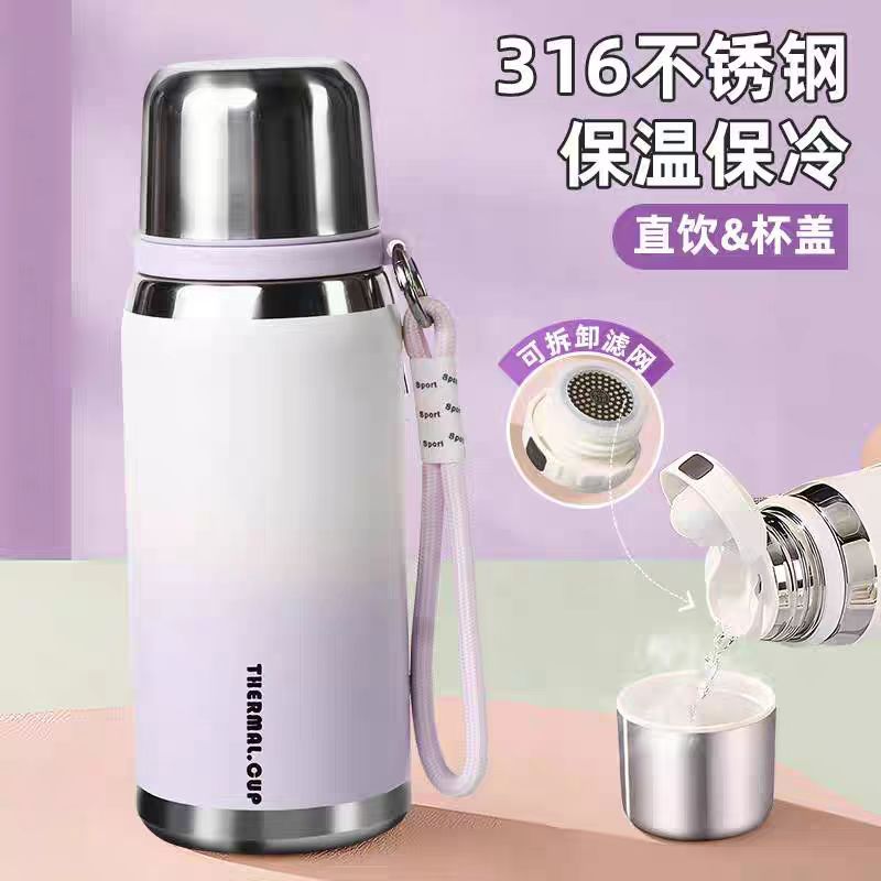 LA536可发样保温杯女新款2025高颜值水杯男食品级316杯子学生冬季大容量水壶