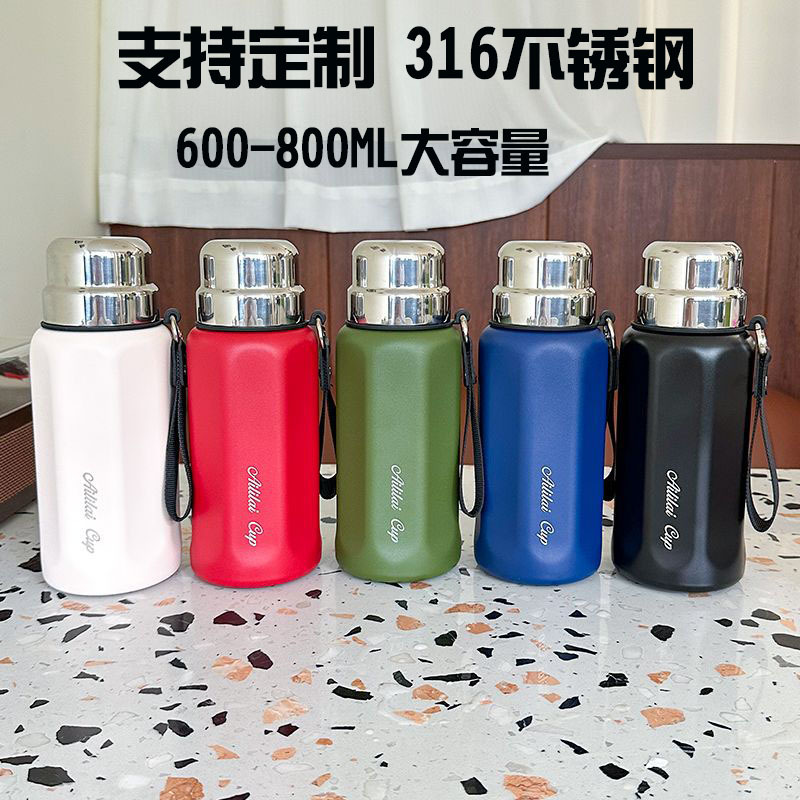 LA536可发样全钢菱形保温壶外出携带大容量保温杯便携手提运动壶不锈钢保温杯