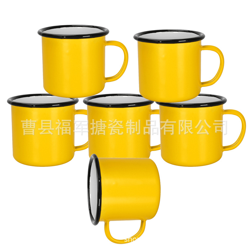 LA535可发样/360ML跨境搪瓷杯批发加厚搪瓷茶缸时尚简约马克杯 铁茶缸咖啡杯子