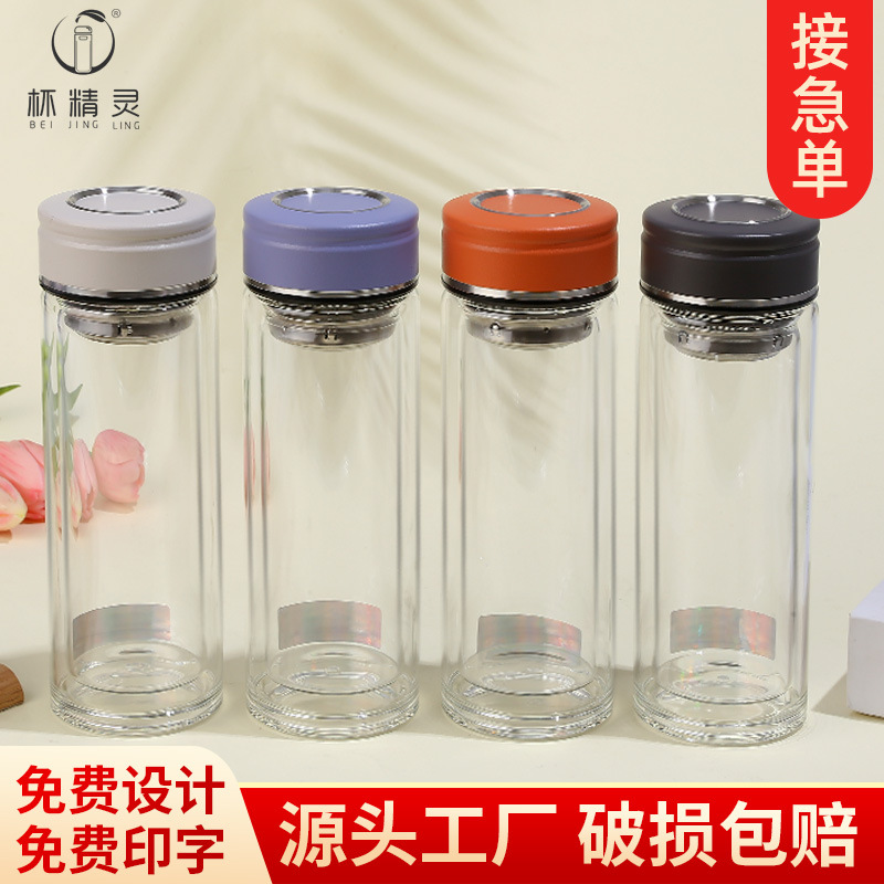 LA536可发样水杯轻奢高级感高硼硅玻璃水杯男士高级感茶水分离办公室泡茶杯