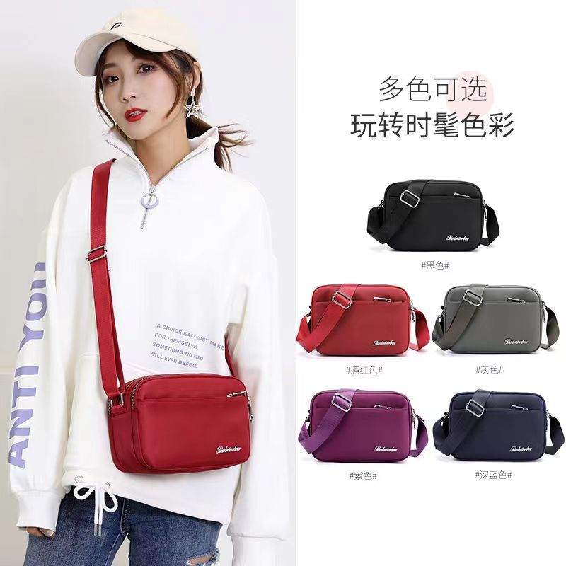 LA715可发样/印制logo尼龙女士背包小方包简约时尚大容量轻便旅行包多层单肩斜