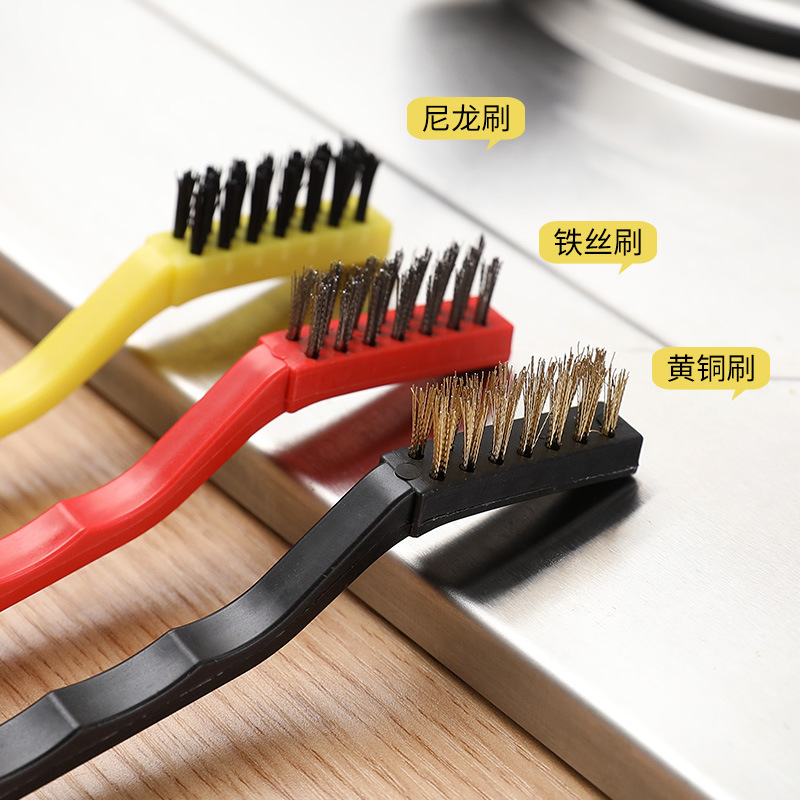 LA714可发样/煤气灶清洁刷子3个套装厨房用品油烟机灶台清洁工具钢丝刷子批发