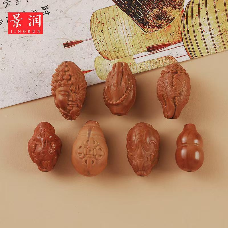 LA756可发样/批发橄榄核雕刻财神手串DIY配件佛魔白菜文玩貔貅挂件饰品散珠