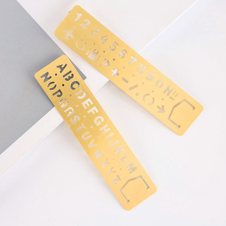 LA755可发样/毕业季纪念品金属书签 创意镂空激光刻字黄铜书签 字母数字板尺子