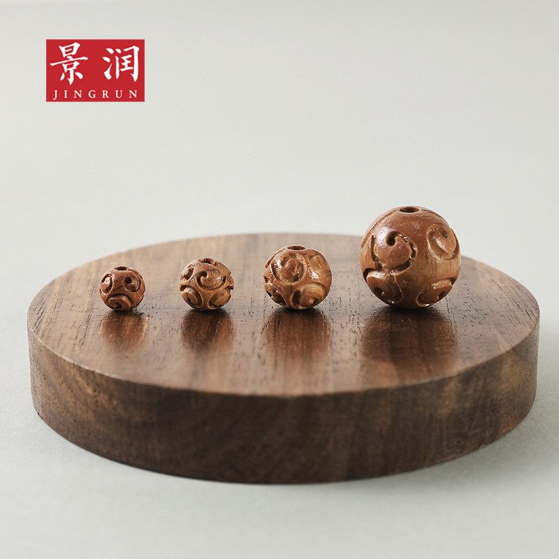 LA756可发样/厂家供应 新款桃木祥云珠0.8.1.0.1.2 雕刻背云莲花配珠散珠