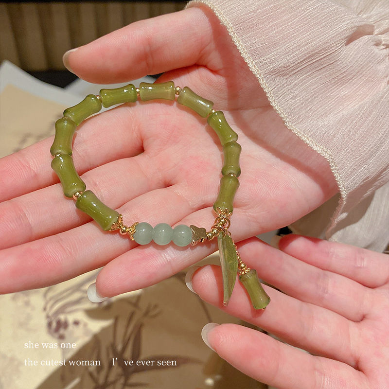 LA728可发样/新中式国风竹叶竹节手链女送闺蜜ins小众设计高级感复古手串货源