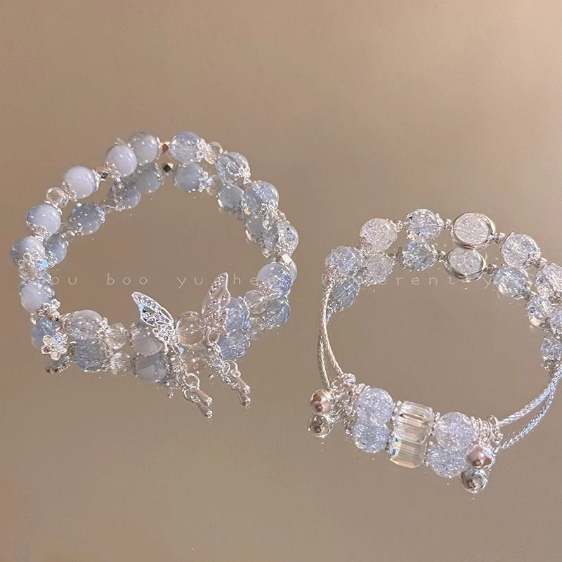 LA728可发样/爆花蝴蝶串珠手链女2024夏季小众设计感甜妹手串超仙学生闺蜜手饰