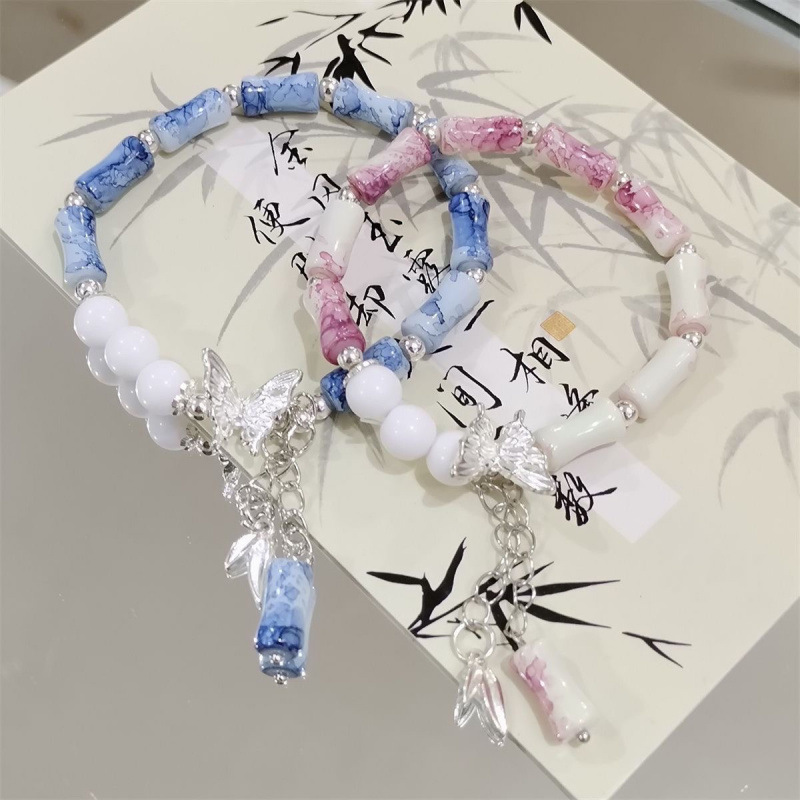 LA728可发样/2024爆款中式竹节手链女古风蝴蝶小众设计感甜美百搭情侣学生手串