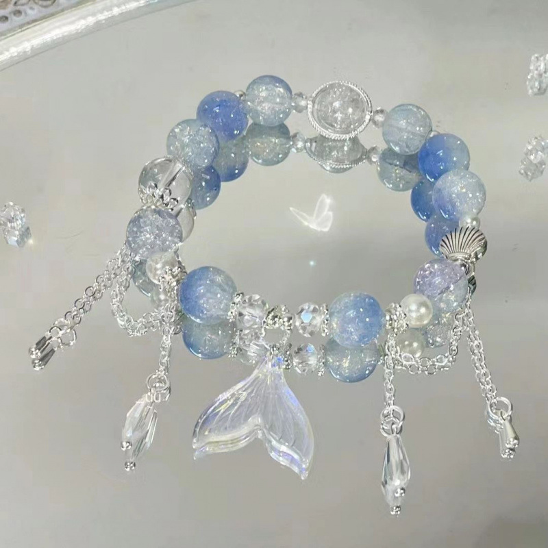 LA728可发样/爆花珠鱼尾流苏手链恋与深空小众高颜值流苏鱼尾手串珠来自深空的