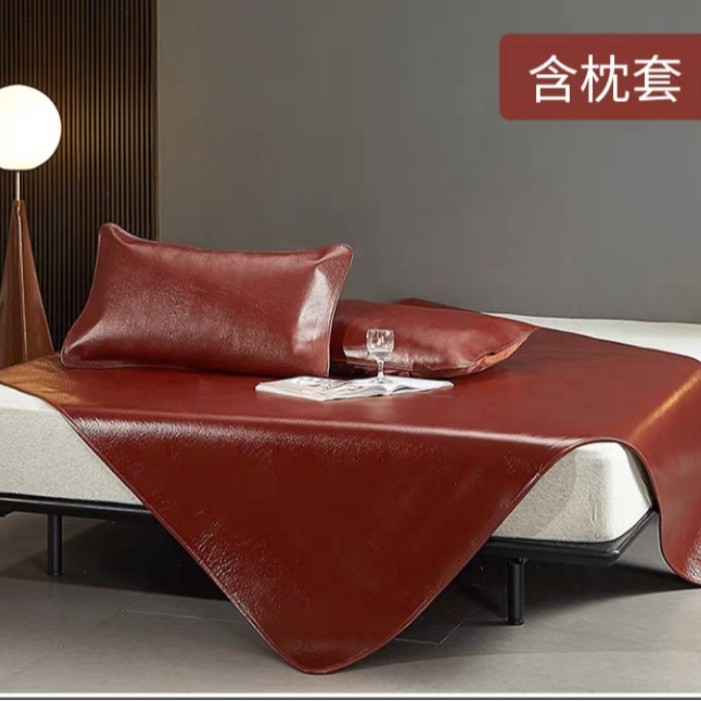 LA743可发样/头层水牛皮凉席中药浸泡团购礼品高端凉席真皮软席三件套