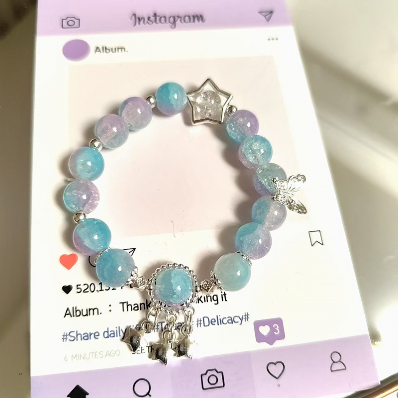 LA728可发样/新款繁星点点手链显白森系水晶爆花网红ins韩版女超学生文创手串