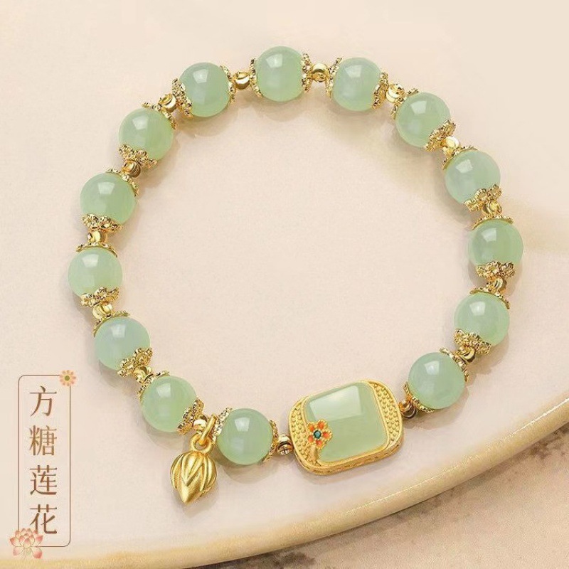 LA728可发样/新中式方糖莲花串珠手链转运珠女小众设计闺蜜手饰送女友国风琉璃