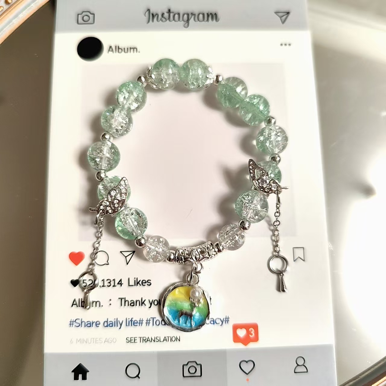 LA728可发样/一鹿有你森系手链半蝶吊坠小众设计ins高级感高颜值闺蜜礼物手串