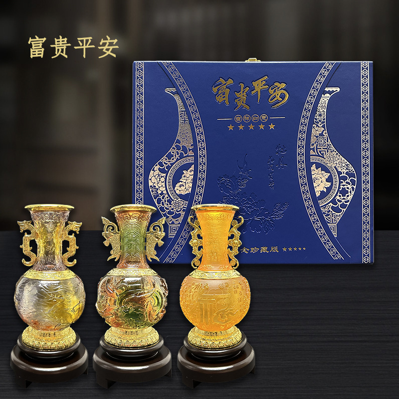 LA307可发样/厂家批发现货富贵平安琉璃瓶家居办公摆件高端工艺礼品支持代发