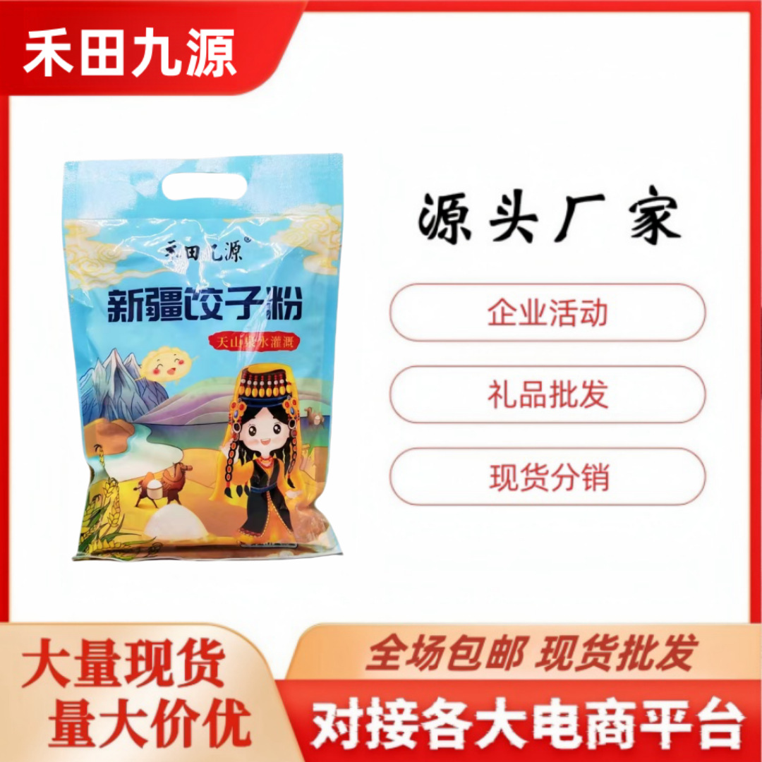 LA305可发样/源头厂家禾田九源新疆饺子粉600克/1kg2斤小麦粉会销礼品批发