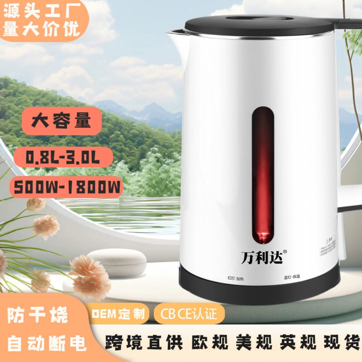 LA176可发样/跨境烧水壶旅行用小电热水壶不锈钢热水壶水壶家用迷你电水壶恒温