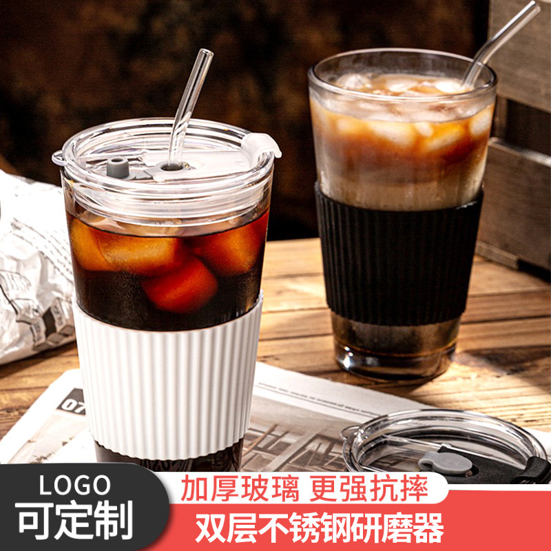 LA187可发样/竹节杯玻璃吸管杯带盖便携耐高温情侣防烫冷萃杯高颜值水杯子批发