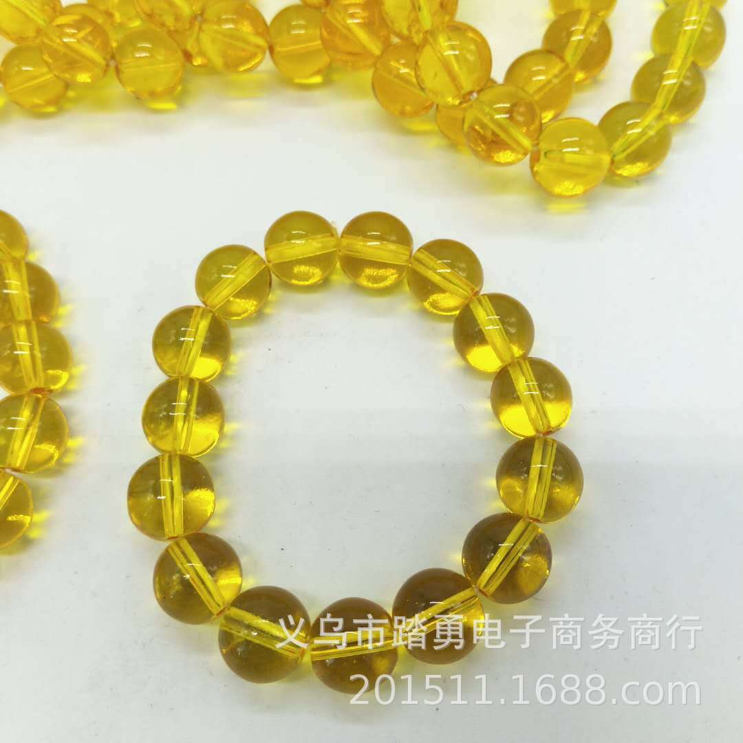 LA097可发样/抖音同款促销小礼品男女通用12MM黄水晶韩版时尚单圈手串文玩