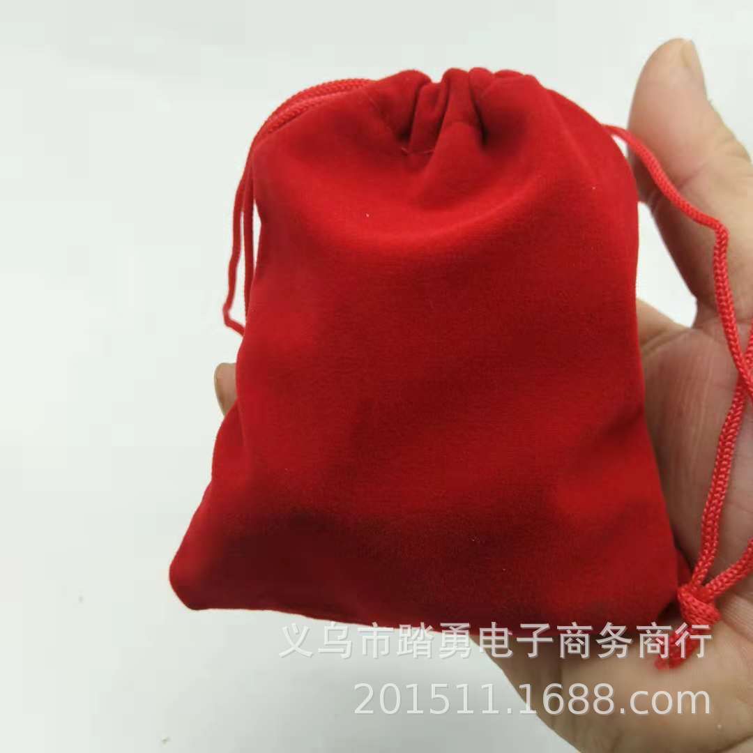 LA097可发样/现货供应高档红色绒布袋 拉绳红色绒布束口袋收纳袋7*9礼品丽丝绒