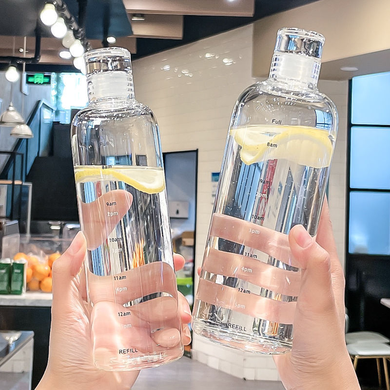 LA187可发样/时间刻度玻璃杯高颜值咖啡饮料果汁杯子便携高硼硅ins风透明水杯