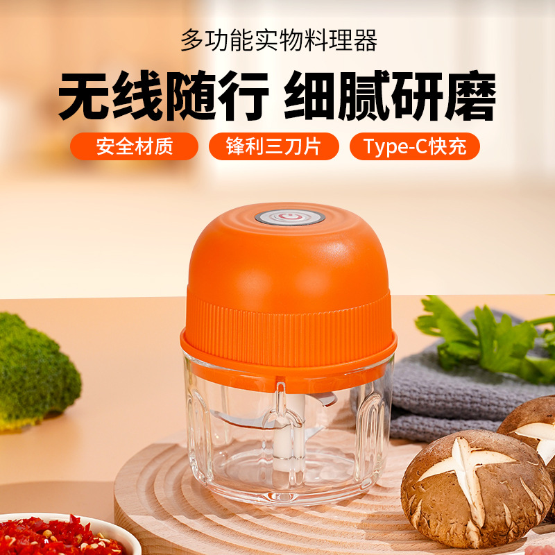 LA206可发样/JLL7002迷你电动捣蒜器Type-c充电儿童辅食料理机无线打蒜泥厂家