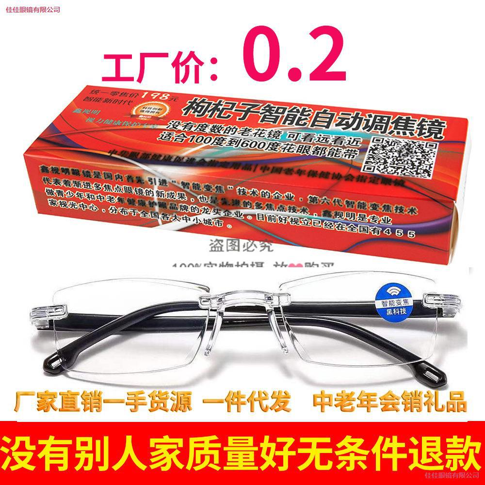 LA181可发样/花展手机变焦老花镜智能老花蜂胶蓝莓切边多礼品展销花镜眼镜能变