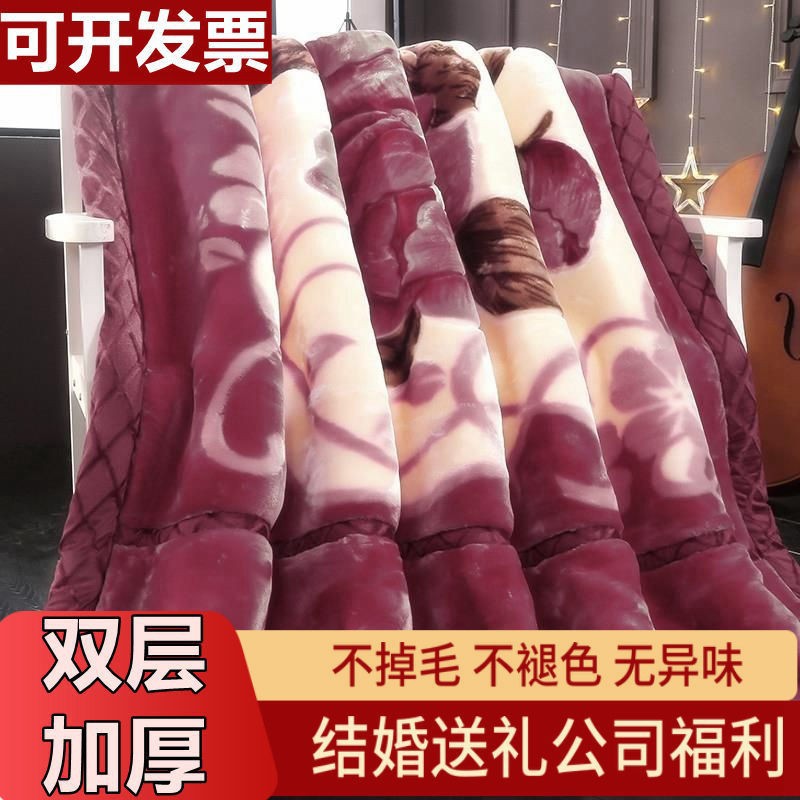LA767可发样/拉舍尔双层加厚毛毯跨境外贸装柜毯子厂家批发加厚保暖